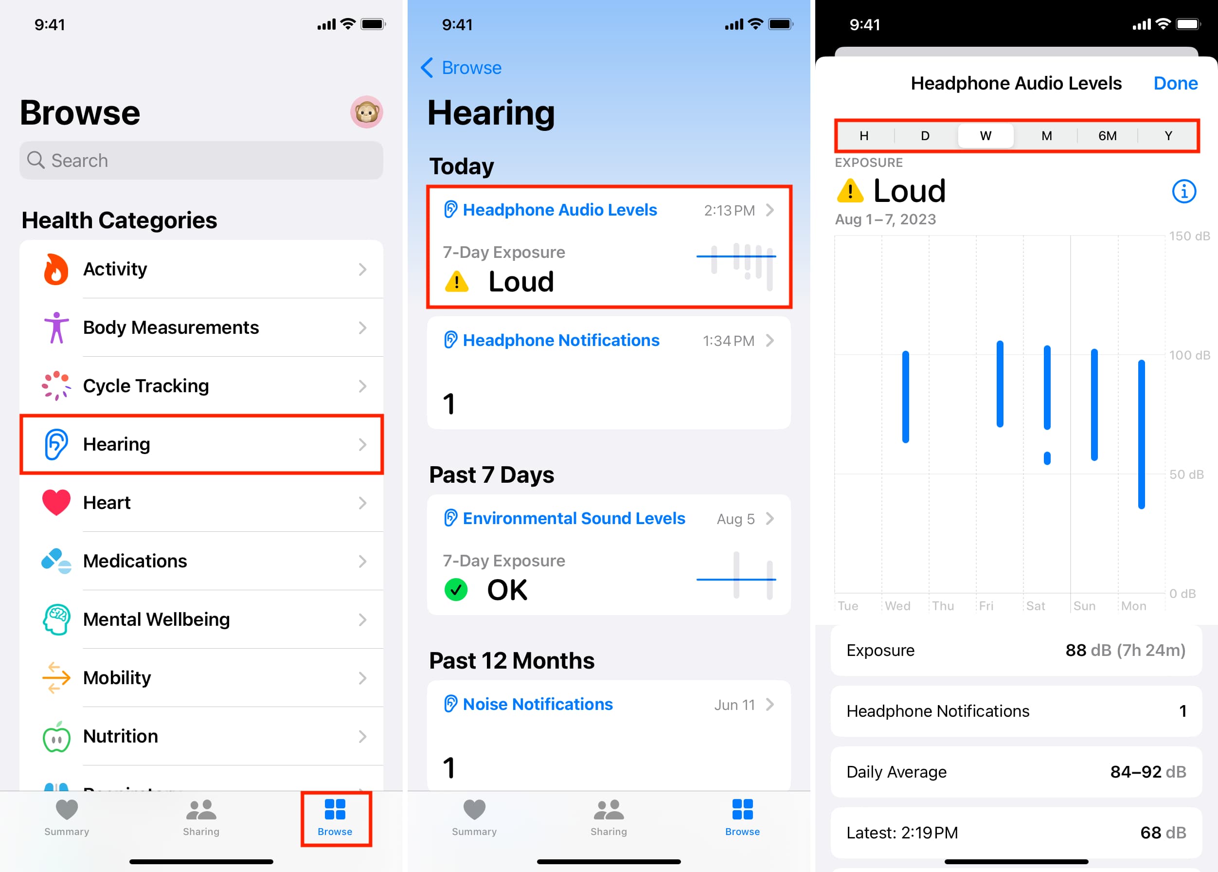 Dati uditivi nell'app Salute su iPhone