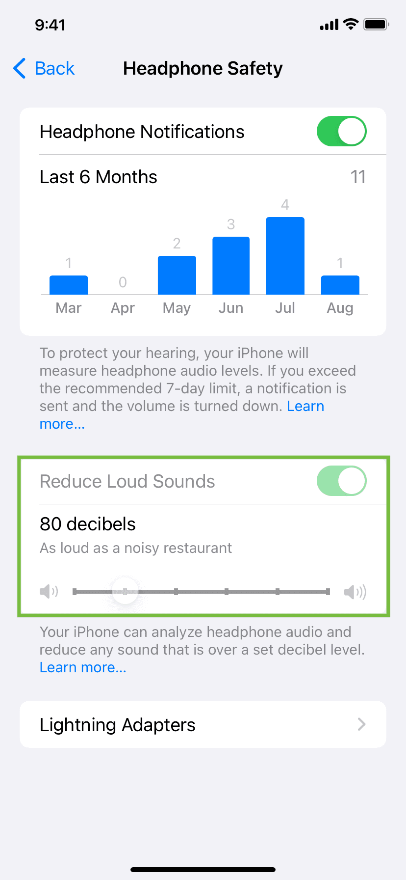 Disattivata l'opzione Riduci suoni forti su iPhone