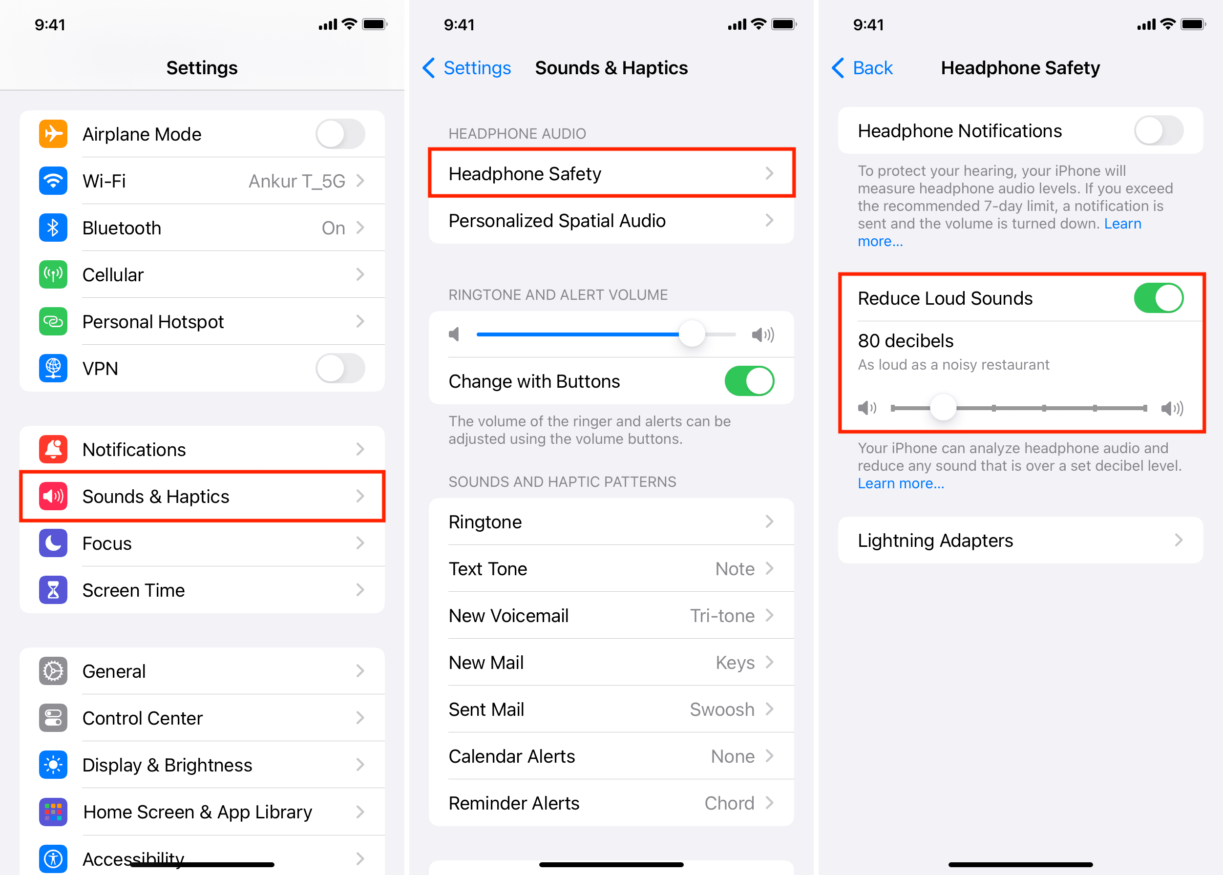 Ridurre i suoni forti nelle impostazioni audio dell'iPhone